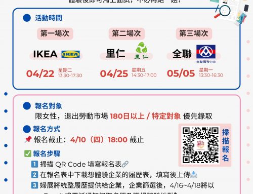 女力再出發！職場體驗活動開放報名啦！