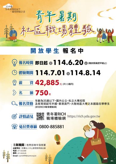 114年青年暑期社區職場體驗海報