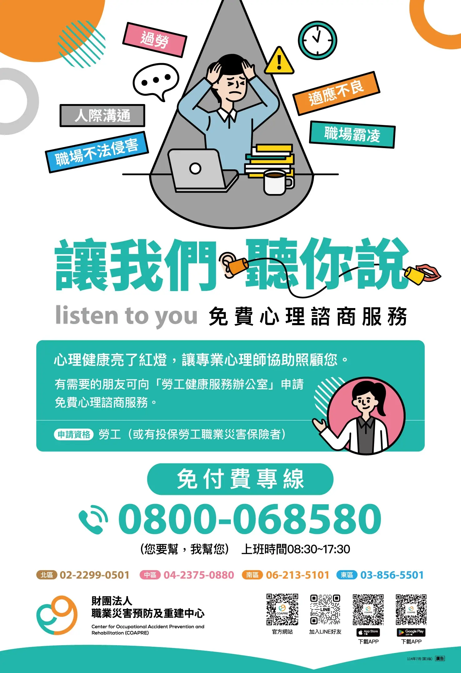 免費心理諮商資源｜勞工朋友可以使用